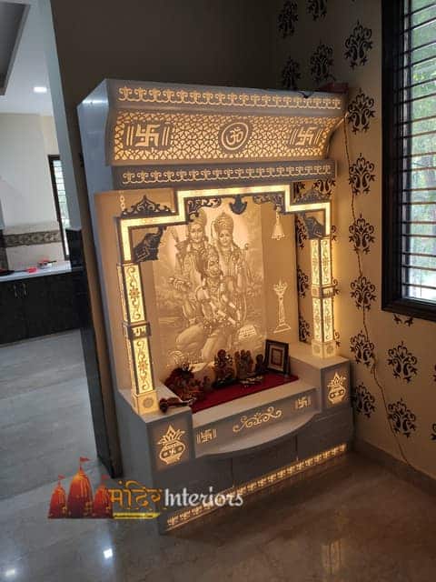 Corian Pooja Ghar Temple with backlit