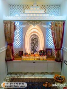 Corian Mandir made with MOP (Mother of Pearls) with Back Light